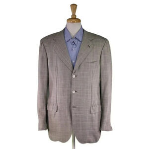 Brioni Nomentano Gray Knit Windowpane Wool 3-Btn Sportcoat Blazer 41R 42R